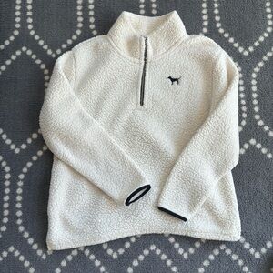 PINK Victoria's Secret - Cream Sherpa Quarter-Zip Sweatshirt - Women’s LARGE